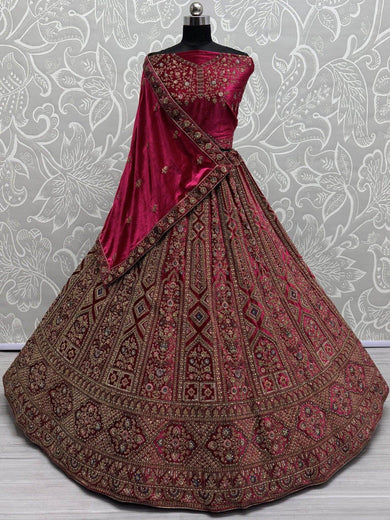 Adorable Dark Pink Dori Work Bridal Lehenga Choli With Double Dupatta - Ethnic Plus In